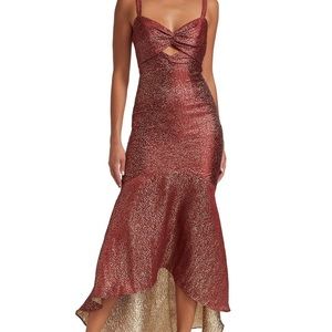 ML Monique Lhuillier Metallic Jacquard Gown